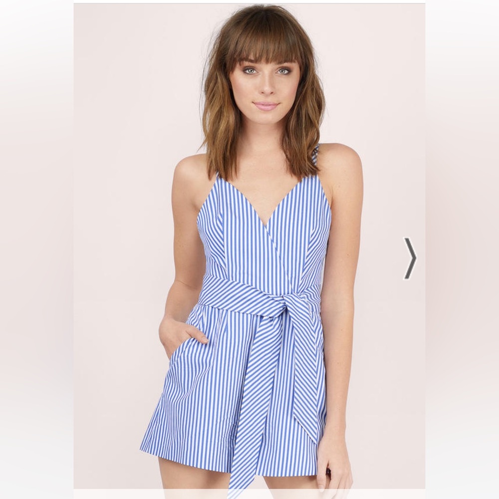 Blow Your Mind Romper in Blue Stripe